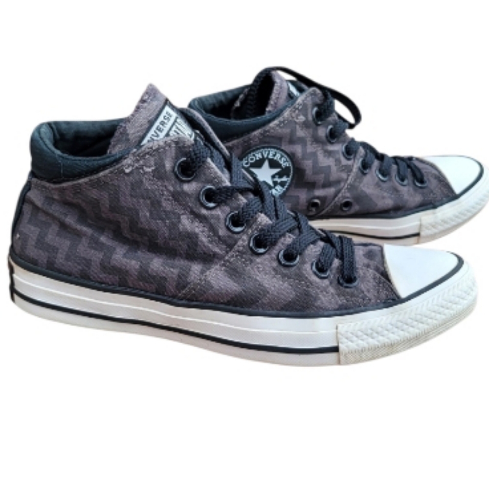 Converse All Star Chuck Taylor Madglam Glam Chevron Black Gray Sneaker Women 7